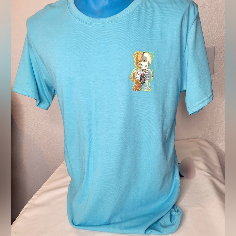 Light Blue T-Shirt with Bear Graphic